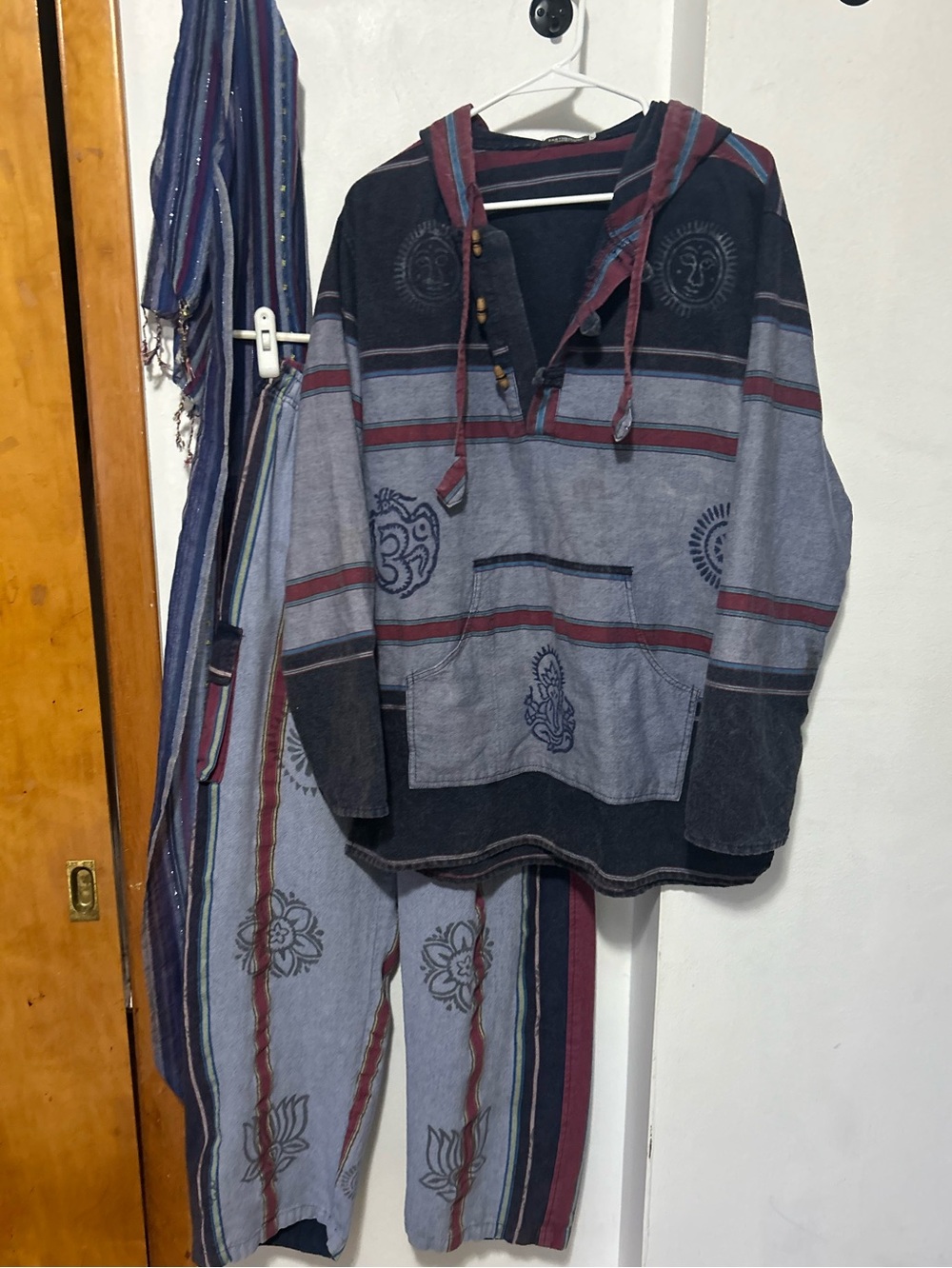 Bohemian Traveler: Stripe Joggers with coordinating Hoodie and Scarf